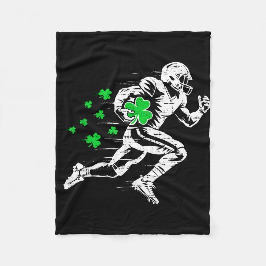 St. Patrick's Day voetbal silhouet klaver Fleece Deken (Voorkant)