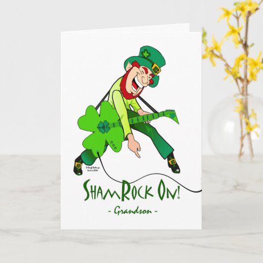 St. Patrick's Day voor een kleinzoon van een rocks Kaart (Gele Bloem)