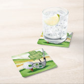 St. Patrick's Day voor golfer met vlag op groen Kartonnen Onderzetters (Insitu)