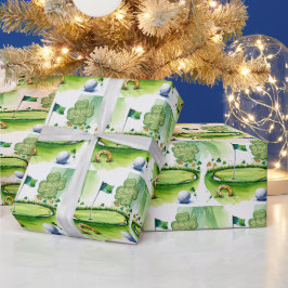 St. Patrick's Day voor golfer waterverf Cadeaupapier