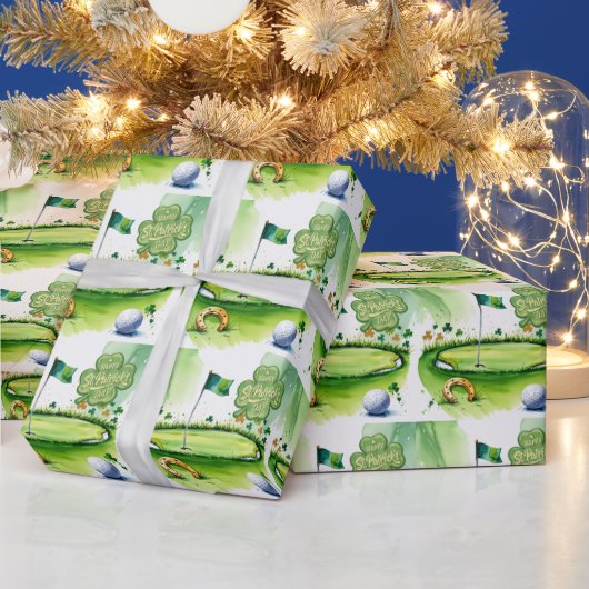 St. Patrick's Day voor golfer waterverf Cadeaupapier (Feestdagen)