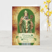 St. Patrick's Day voor Oom met Sint Standbeeld Kaart (Gele Bloem)