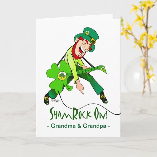 St. Patrick's Day voor Rock Star Grootouders Kaart (Gele Bloem)