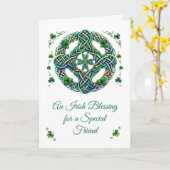 St. Patrick's Day Voor Vriend Ierse Knoop Zegen Kaart (Gele Bloem)