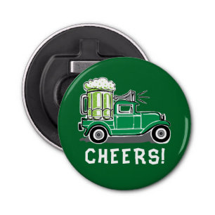St Patrick's Day  Vrachtwagen Groen Bier Button Flesopener