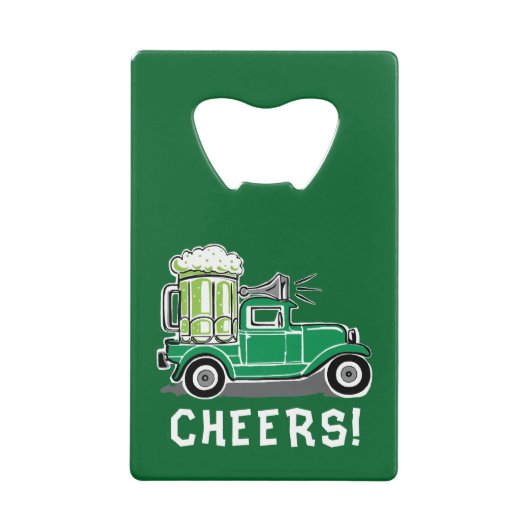 St Patrick's Day  Vrachtwagen Groen Bier Creditkaart Flessenopener (Voorkant)