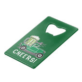 St Patrick's Day  Vrachtwagen Groen Bier Creditkaart Flessenopener (Voorkant Gekanteld)