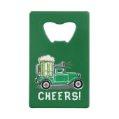 St Patrick's Day  Vrachtwagen Groen Bier Creditkaart Flessenopener (Achterkant)