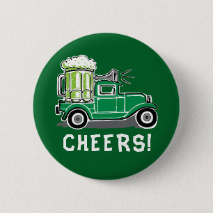 St Patrick's Day  Vrachtwagen Groen Bier Ronde Button 5,7 Cm