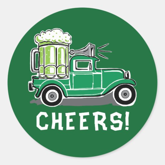 St Patrick's Day  Vrachtwagen Groen Bier Ronde Sticker (Voorkant)