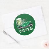 St Patrick's Day  Vrachtwagen Groen Bier Ronde Sticker (Envelop)