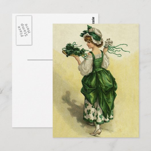  St. Patrick's Day, Vrouw Green Shamrocks Briefkaart (Voorkant / Achterkant)