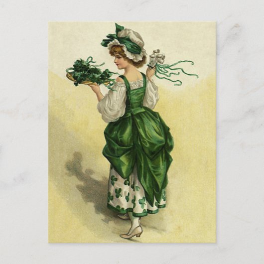  St. Patrick's Day, Vrouw Green Shamrocks Briefkaart (Voorkant)