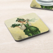 St. Patrick's Day, Vrouw Green Shamrocks Drankjes Onderzetter (Linkerzijde)