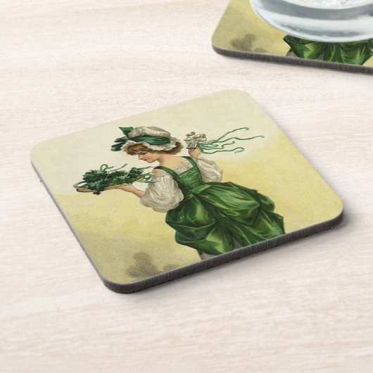  St. Patrick's Day, Vrouw Green Shamrocks Drankjes Onderzetter (Linkerzijde)