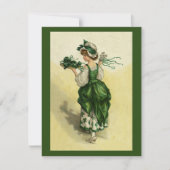 St. Patrick's Day, Vrouw Green Shamrocks Kaart (Voorkant)