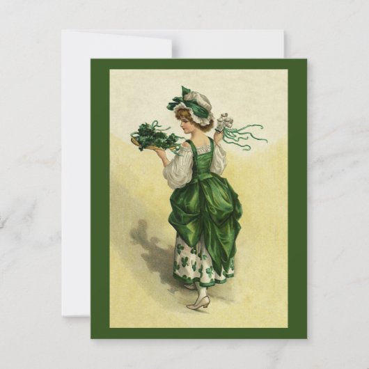 St. Patrick's Day, Vrouw Green Shamrocks Kaart (Voorkant)