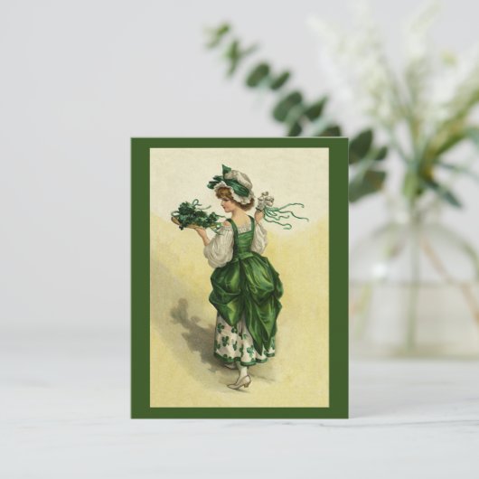 St. Patrick's Day, Vrouw Green Shamrocks Kaart (Staand voorkant)