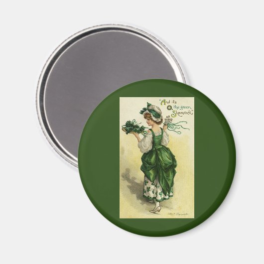  St. Patrick's Day, Vrouw Green Shamrocks Magneet (Voorkant / Achterkant)