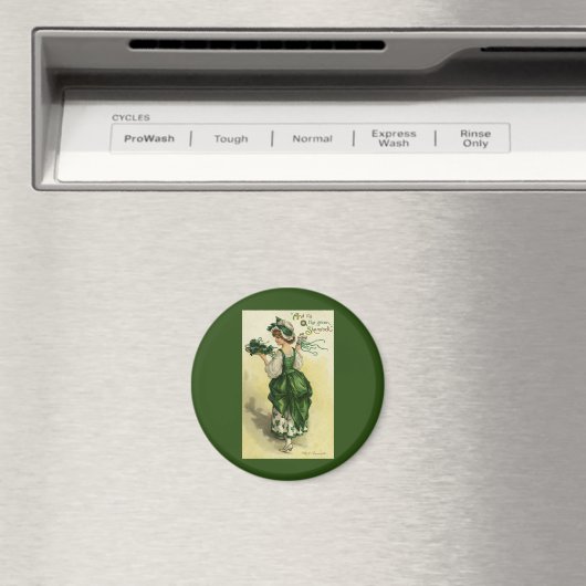  St. Patrick's Day, Vrouw Green Shamrocks Magneet (Insitu (Vaatwasser))