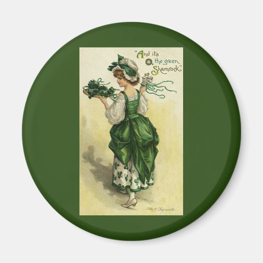  St. Patrick's Day, Vrouw Green Shamrocks Magneet (Voorkant)