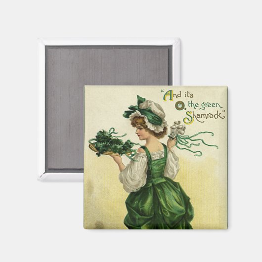 St. Patrick's Day, Vrouw Green Shamrocks Magneet (Voorkant / Achterkant)