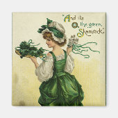  St. Patrick's Day, Vrouw Green Shamrocks Magneet (Voorkant)