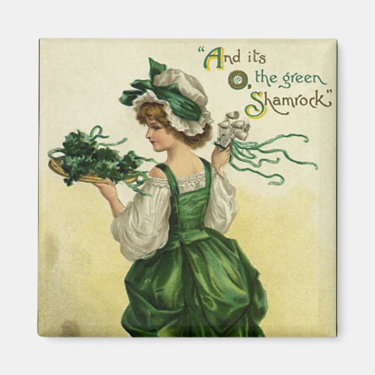  St. Patrick's Day, Vrouw Green Shamrocks Magneet (Voorkant)