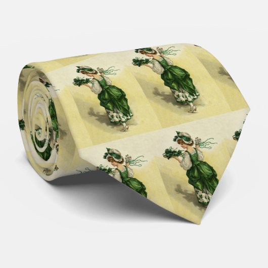 St. Patrick's Day, Vrouw Green Shamrocks Stropdas (Opgerold)