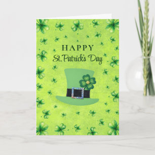 St. Patrick's Day Watercolor Klaver op groen Kaart