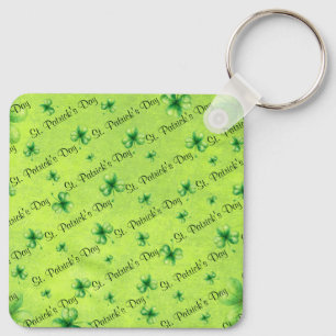 St. Patrick's Day Watercolor Klaver op groen Sleutelhanger