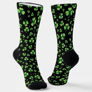 St. Patrick's Day Watercolor Klaver op zwart Sokken
