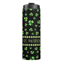 St. Patrick's Day Watercolor Klaver op zwart