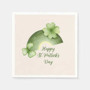 St. Patrick's Day – Watercolor Klavertje Regenboog Servet