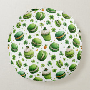 St. Patrick's Day Watercolor Macaron & Shamrock Rond Kussen