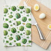 St. Patrick's Day Watercolor Macaron & Shamrock Theedoek (Quarter Fold)