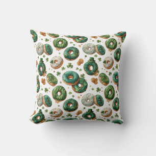 St. Patrick's Day Waterverf Donut & Shamrock Kussen