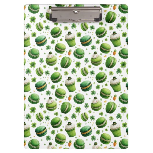 St. Patrick's Day Waterverf Macaron & Shamrock Klembord (Voorkant)