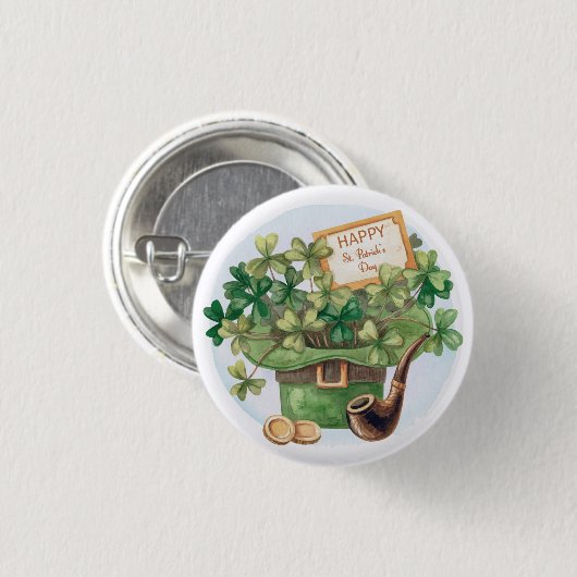 St. Patrick's Day Waterverf Spectaculaire Button (Voorkant /achterkant)