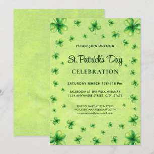 St. Patrick's Day-waterverfklaver op groen Kaart