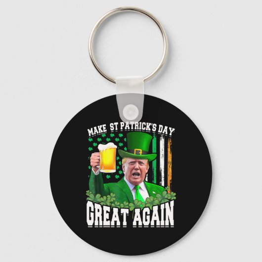 St Patrick's Day weer geweldig grappig Trump Sleutelhanger (Voorkant)