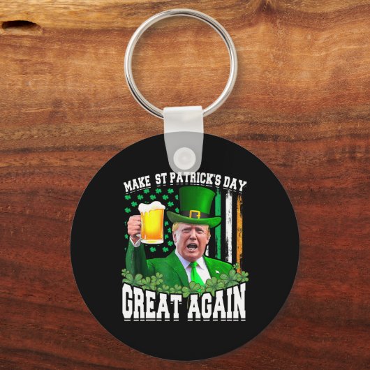 St Patrick's Day weer geweldig grappig Trump Sleutelhanger (Voorkant)