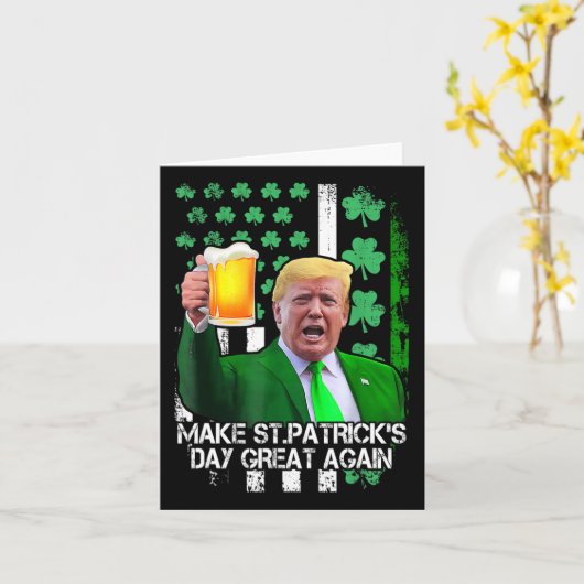 St Patrick's Day weer geweldig Grappige Trump met Kaart (Gele Bloem)