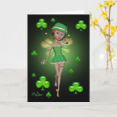 St. Patrick's Day Wenskaart - Irish Pixie Kaart (Gele Bloem)