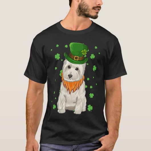 St Patricks Day West Highland White Terrier Shamro T-shirt (Voorkant)