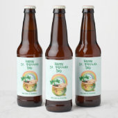 St. Patrick's Day Whimsical Rainbow & Clover Bier Etiket (Flessen)