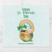 St. Patrick's Day Whimsical Rainbow & Clover Bier Etiket (Enkel label)