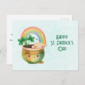 St. Patrick's Day Whimsical Rainbow & Clover Feestdagenkaart (Voorkant / Achterkant)