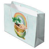 St. Patrick's Day Whimsical Rainbow & Clover Groot Cadeauzakje (Achterkant Gekanteld)