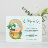 St. Patrick's Day Whimsical Rainbow & Clover Party Kaart (Staand voorkant)